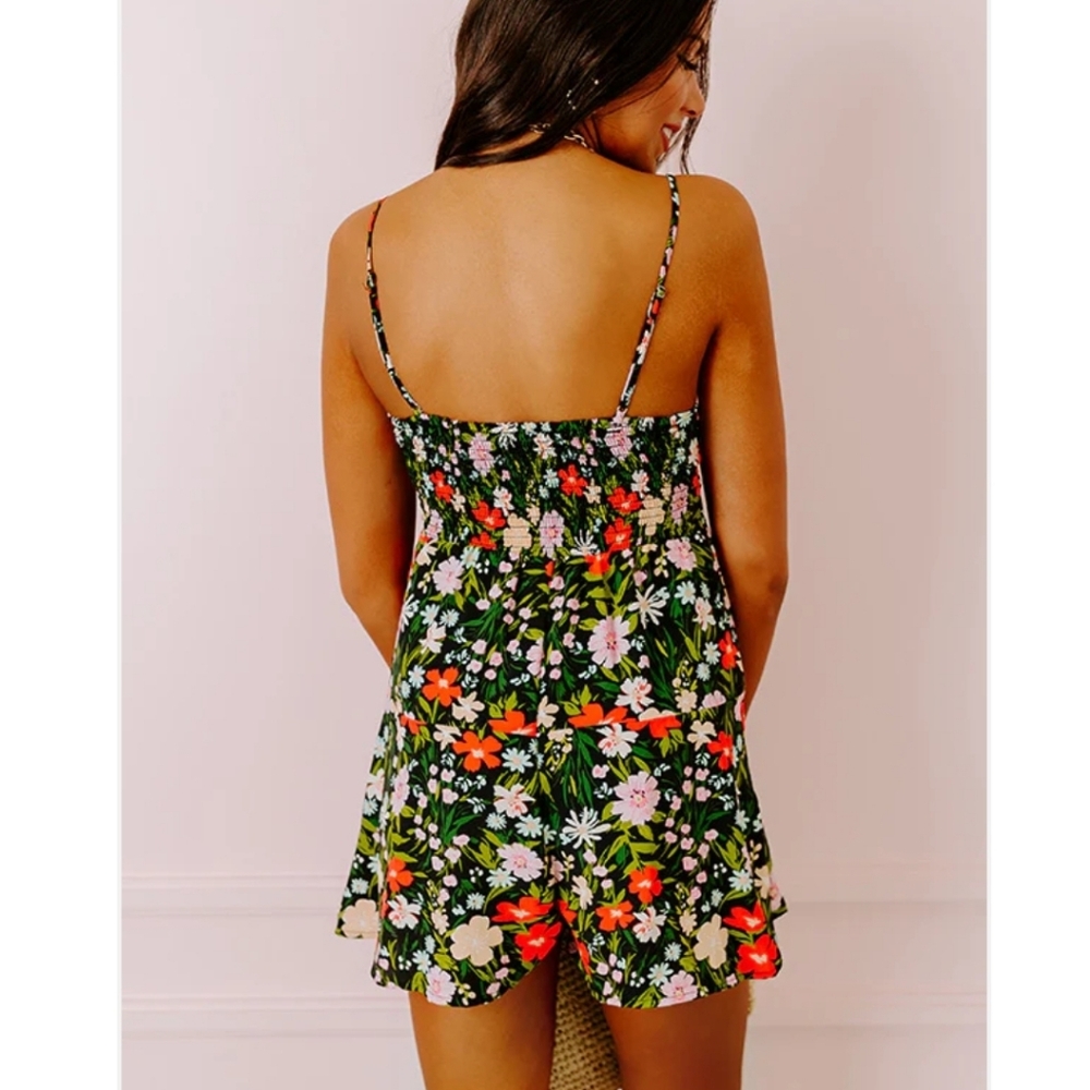 Floral Spaghetti Strap Romper - Picture 3 of 13